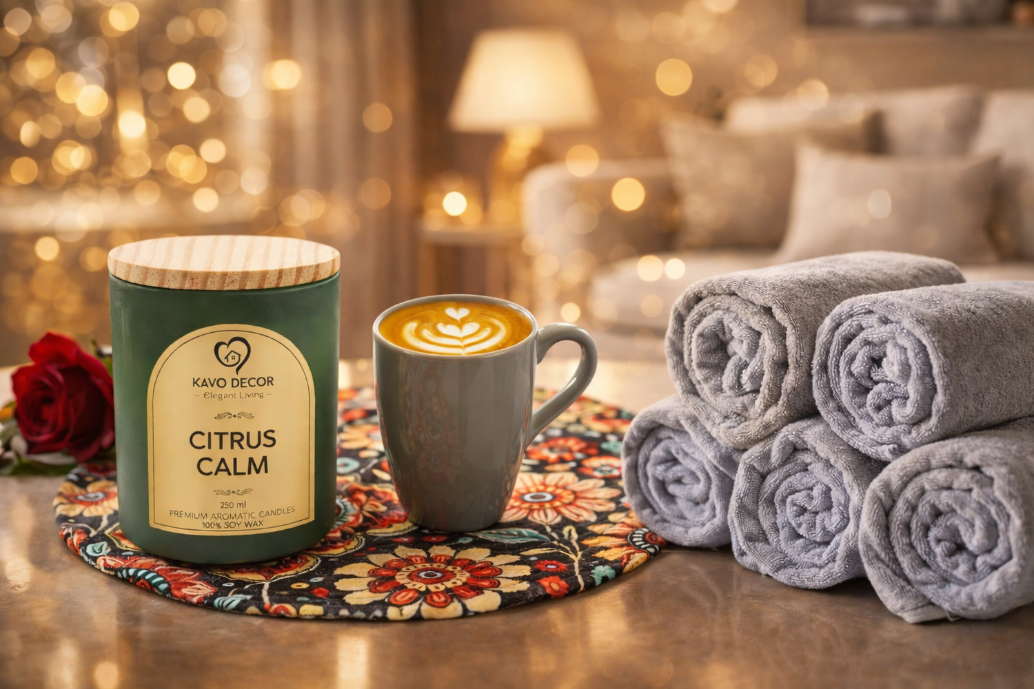 Towel, Candle, Placemats